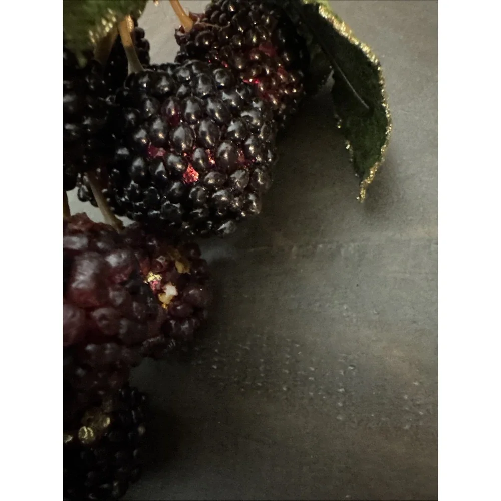 Vintage Realistic Blackberries Faux Fruit Bunch Cottage Core Home Decor 6